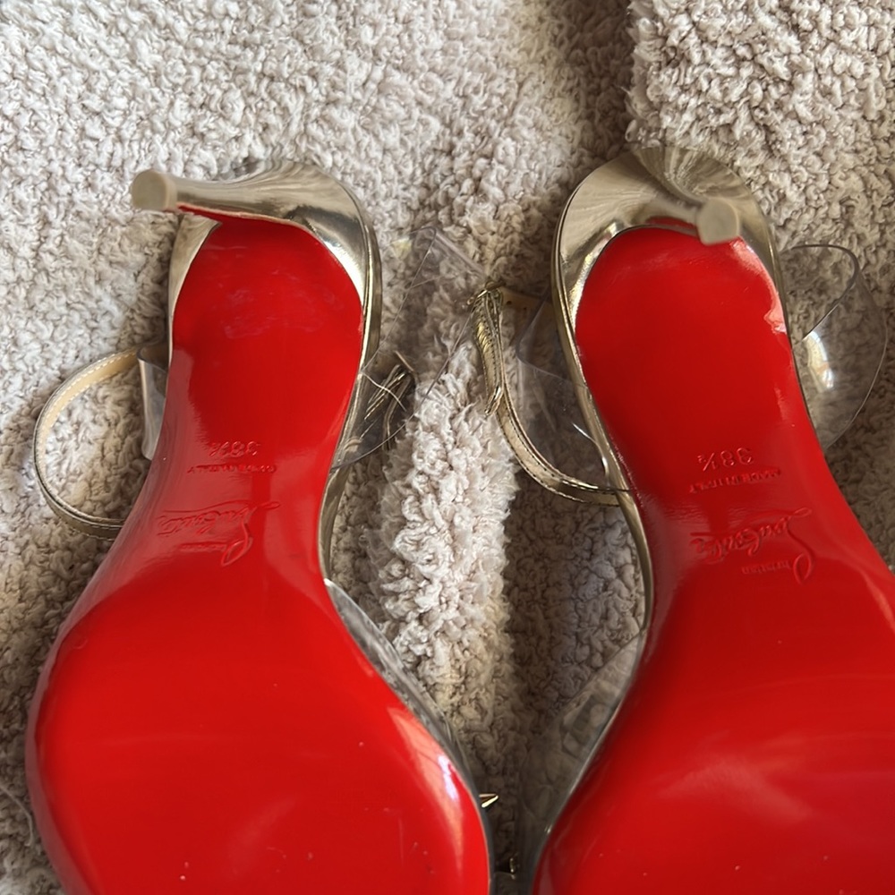 Christian Louboutin, studded clear pointy toe heels. Sz. 38.5 - Picture 4 of 12
